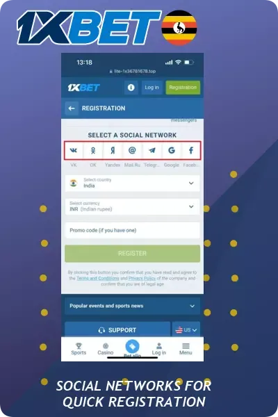 1xBet How to Register for Social Networks